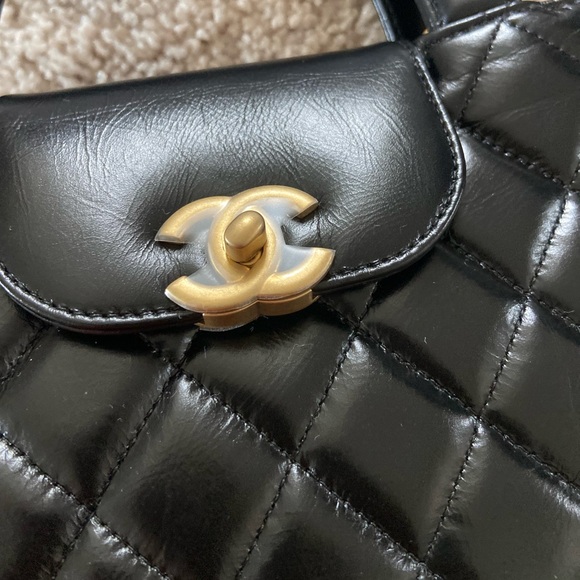 Chanel small Kelly bag. Black calf leather - Picture 6 of 17